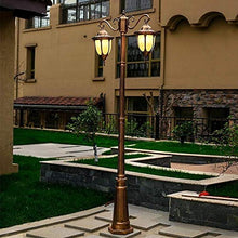 Lights Outdoor Double Head E27 European Outdoor High Pole Street Light Die-cast Aluminum Rust-Proof Garden Retro Road Lamp IP55 Waterproof Landscape Outdoor Column Lantern Pillar Post Lighting Stadium