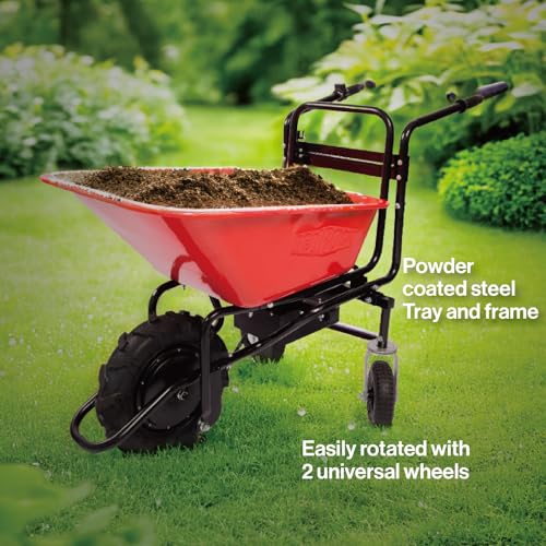 Kaimei Electric Wheelbarrow 24V Brushless Motor 330lbs Capacity All-Terrain Tires Rechargeable Battery Black+Red