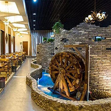 Wooden Water Wheel Fountain for Garden Patio Pond Pool, Vintage Outdoor Indoor Balcony Ornamental Waterfall Fountain, with Water Pump and Stand, fir Wood, 20cm, 30cm, 60cm,80cm