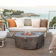 Elementi Columbia Concrete Fire Pit 42" x 42" Outdoor Patio Firepit Includes Lava Rocks Modern Fire Pits & Outdoor Fireplaces for Garden, Deck, Indoor & Outdoor Heating