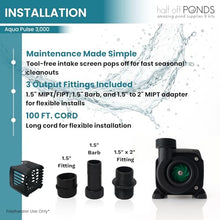 Aqua Pulse Submersible Pond Pump, 3,000 GPH, 100 ft Quick Disconnect Cord
