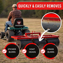 Pull-Behind Bigfoot Sticker Burr Roller Remover Yard Tool - USA Made, Our Largest Burr Remover Tool for Fast & Efficient Burr Removal - Patented Goat Head Roller and Picker - 36" Wide Maximum Coverage