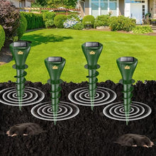 ASEINT Mole Repellent for Lawns, Solar Powered | Patent Screw-Shape-Stake Design | IP65 Waterproof, Varying Sonic and Vibration to Expel Mole Gopher Snake Vole, for Lawn Garden & Yard (4pc), Green