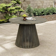 GDFStudio 47.25" Outdoor Round Dining Table,Weather-Resistant Acacia Wood Patio Center Table for Backyard, Lawn, Garden, Balcony, Courtyard, Easy Assembly Rustic Slatted Base Tables, 29.75" H Gray