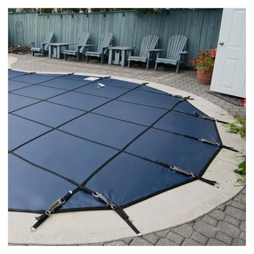 JYHHCYS Round Pool Safety Cover 18ft/24ft/26ft/27ft/30ft/32ft, Winter Mesh Pool Safety Covers for Inground Pools, Wooden Deck/Concrete Floor Mounted, Custom Size(Blue,34ft)
