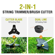 PowerSmart Cordless String Trimmer & Brush Cutter 2-in-1, 13" Battery Powered Weed Eater, with 40V 4.0Ah Battery and Charger Included