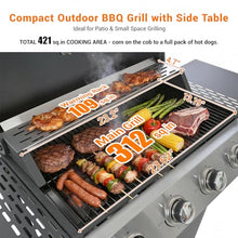 EUHOME 4-Burner Stainless Steel Gas Grill | 34,000 BTU Total Output & 421 sq.in Cooking Area | Powerful Even-Heat System for Large Family BBQs & Backyard Parties
