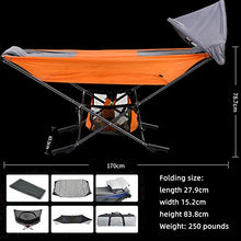 Camping Hammock Stand Portable Folding Cot Set All-Inclusive Design for Outdoor Patio Camping Beach and Festivals (Orange)