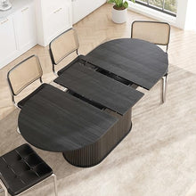 NTYUNRR 55.11"-70.86" Extendable Dining Room Table, Oval Dining Table Set for 4 People, Mid Century Modern Dining Table for Gatherings, Meeting, Small Kitchens, Dining Office Areas, Black