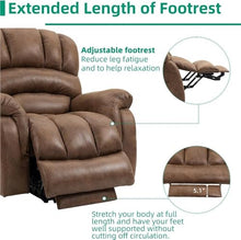 Oversized Power Lift Recliner Sofa with Extended Footrest for Elderly