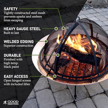 Good Directions 36" Fire Pit Spark Screen with Lifter Tool, Heavy Duty, Hinged for Easy Access