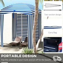 OROTLECT 5.9'x5.9' Ruffled Beach Umbrella Cover - Blue & White, Portable, Shade, Vents, Sandbags, Convenient Carry Bag With Movable Wall Options White Stripe, 5.9'x5.9', Case