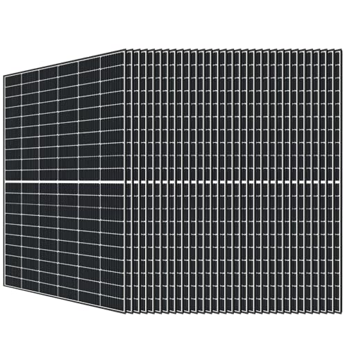 JJN 9BB Bifacial Solar Panel 12V/24V 31PCS 365W Monocrystalline Kit, High-Efficiency Mono Cells Off-Grid Charge System for House Rooftop Residential Commercial Home Marine Boat Shed Farm