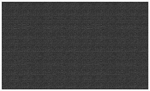 House, Home and More Indoor Outdoor Double-Ribbed Carpet Skid-Resistant Rubber Backing Smokey Black 6x50 Feet