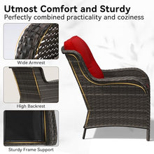 Gardenbee Wicker Patio Loveseat, 2 Seat Outdoor Couch with Thickened Olefin Cushions, High Back and Deep Seating, Hand-Woven PE Rattan for Porch, Deck, Balcony