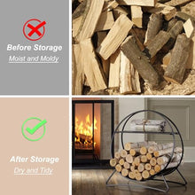 WXPWAMZ 25 inch Firewood Rack, Firewood Log Hoop Log Holder Firewood Rack Wood Storage, Powder-Coated Steel for Porch Patio Indoor-Outdoor Use