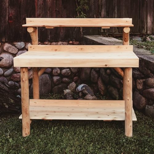 Natural Cedar 4 Foot Potting Table by Lakeland Mills Furniture Co