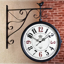 ERTTGWGF Double-Sided Arabic Numeral, 360° European Retro Rotating Clock Decoration, Suitable for Corridor, Outdoor, Entrance Decoration