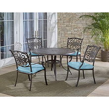 Hanover Traditions 5 Piece Patio Dining Set with Blue Cushions