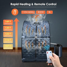 Etsuosy Portable Steam Sauna for Home, 3L 800W Portable Full Body Sauna, Sauna Tent with Steamer, Chair, Remote Control Included,Black
