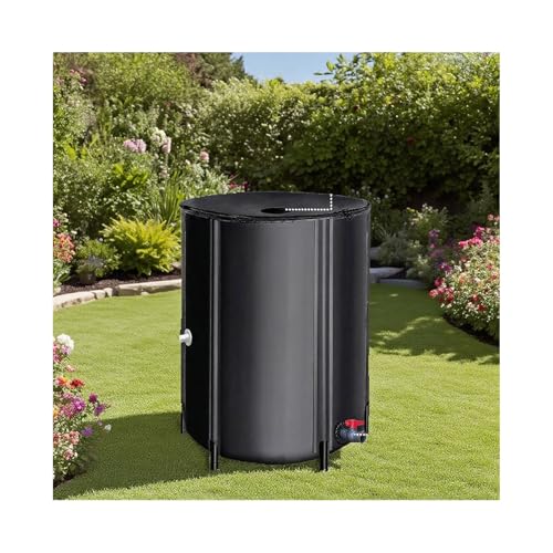 GPDJHRTI Rainwater Barrels, Stable and Structure, Large Water Storage Capacity(Black,1000L)