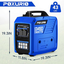 POXURIO 3450-Watt Dual Portable Inverter Generator for Camping & RV, 1.6 Gallon Gas Tank for 8.3 Hours Use, 120V Gas Powered Generator Ultra-Quiet Operation, EPA Compliant, Blue