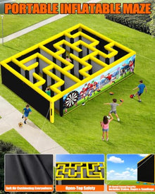 WZIIOT 26.5X18X6.5FT Inflatable Maze with 1100W Air Blower & Entertainment Kits