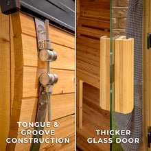 Backyard Discovery Paxton 2-4 Person Traditional Cedar Outdoor Barrel Sauna with Electric Sauna Heater, Glass Door, Sauna Rocks, Dry Heat, Steam Sauna, LED Lights, Wi-Fi Panel, Sauna Accessories