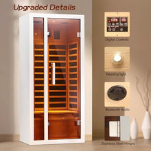 Vanity Art 2024 Far Infrared Sauna 1 Person Hemlock Wood Low EMF 6 Heating Panels 1660 Watt Bluetooth LCD LED Lights