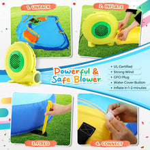 Whubefy Inflatable Crocodile Water Slide with Blower Blue