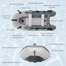ALEKO Inflatable Boat 4 Person Fishing Raft Aluminum Floor Light/Dark Gray