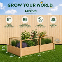 Greenes Fence Premium Cedar Raised Garden Bed with CritterGuard Fence System, 4' x 8' x 14" (3/4" Thick) - Made in USA with North American Cedar