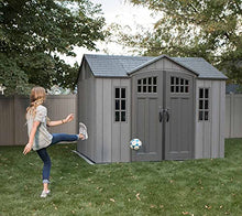 Lifetime 10 ft x 8 ft Outdoor Storage Shed – Heavy-Duty Resin Backyard Shed with Skylights, Windows, Steel-Reinforced Textured Walls