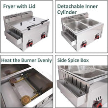 CVGfko Large Capacity Gas Fryer, Stainless Steel LPG Fryer - Adjustable Firepower - for Home & Commercial Use - Baskets and Lids Included - Perfect for s, Donuts, Fish - Easy to Clea