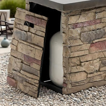 Rectangular Propane Fire Pit Table with Steel Lid, 50000 BTU Outdoor Gas Fireplace for Patio Backyard Deck Garden, MgO Stone Look Burner, Pulse Ignition, Hidden Tank Compartment, Rain Cover