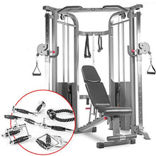 XMark Functional Trainer Cable Machine Home Gym XM-7626 Gray with Upgraded Accessories & Bench