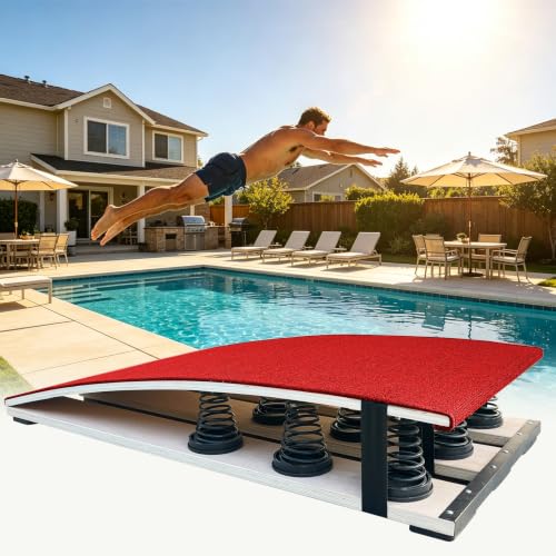Gymnastics Springboard with 9 Springs for Jump & Diving Practice (Red)