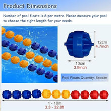 Swimming Pool Blue Red Yellow Safety Divider Rope, Wave-Proof Floating Swimming Cordon Line for Competition Training, Float Dia 12cm/4.7in(50m/164ft/1968in)