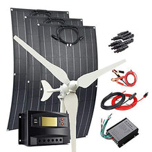 400W Wind Solar Kit Off Grid System: 100W Wind Turbine Generator + 3pcs 100W Flexible Mono Solar Panel(Bump Surface) + Wind Controller + Solar Charge Regulator + Cables