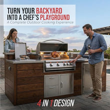 BLAZE BBQ Outdoor Package of 32” LTE Built-in Gas Grill, LTE Built-In Double Side Burner, 32” Door & Two Drawers Combo, 20” Refrigerator and Accessories (Grill Cover, Fridge Trim, and Rotisserie Kit)