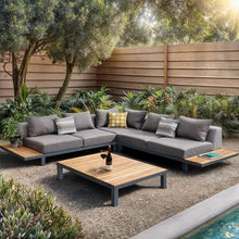 Armen Living Polo Outdoor Set Dark Grey Grey Powder Coat Finish