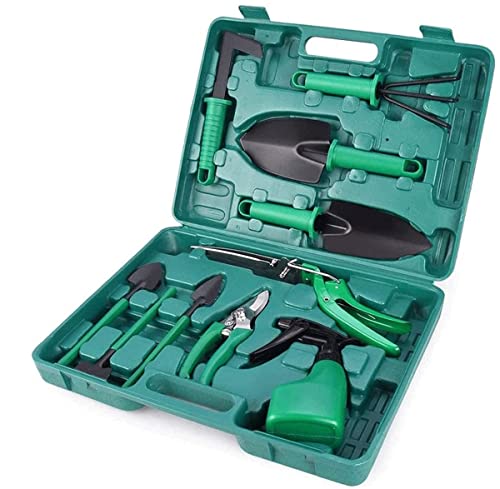 XIXIDIAN Garden Tools Set, 10 Pieces Gardening Tools with, Trowel Rake Weeder Pruner Shears Sprayer, Garden Hand Tools with Carrying Case Gardening Gifts Gardening Gifts for Women Men