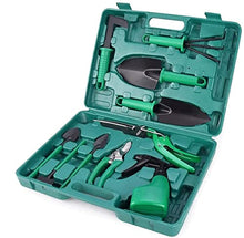 Feilx Garden Tools Set, 10 Pieces Gardening Tools with, Trowel Rake Weeder Pruner Shears Sprayer, Garden Hand Tools with Carrying Case Gardening Gifts -Gift for Women and Men (Color : Green)