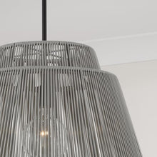 Capital Lighting 956311EK Jasper Indoor/Outdoor Hand-Wrapped Resin Pendant, 1-Light 100 Watt, 17" H x 23" W, Grey and Black