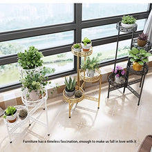 OJKJGYTF Balcony Wrought Iron Flower Pot Shelf European Style Simple Light Luxury Indoor Flower Shop Green Plant Shelf Multi-Layer Floor Flower Stand
