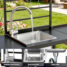 LEVELEVE Modular Outdoor Kitchen Island 5-Piece Set, Aluminum Outdoor Kitchen Cabinets Prep Station with Sink, Built-in Storage & Shelves for Patio, Backyard & Deck