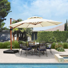 OROTLECT 13 FT Round Wood Pattern Cantilever Umbrella,Cream