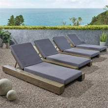 Noble House Broadway Outdoor Acacia Wood Chaise Lounge Set of 4 Gray