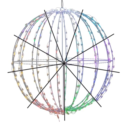 Vickerman 304Lt x 36" Folding White Metal Sphere with 304 RGB-Warm White Remote Controlled Sealed 5mm Wide Angle LED Lights