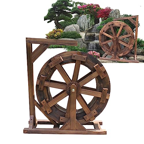 Wooden Water Wheel Fountain,Outdoor Wheels Fountain,Vintage Rustic Ornamental Pond Decorative,Feng Shui Wheels Fountain Yard Decorative Outdoors,for Bird Bath,Fish Tank,Pond Or Garden (Size : Diamete
